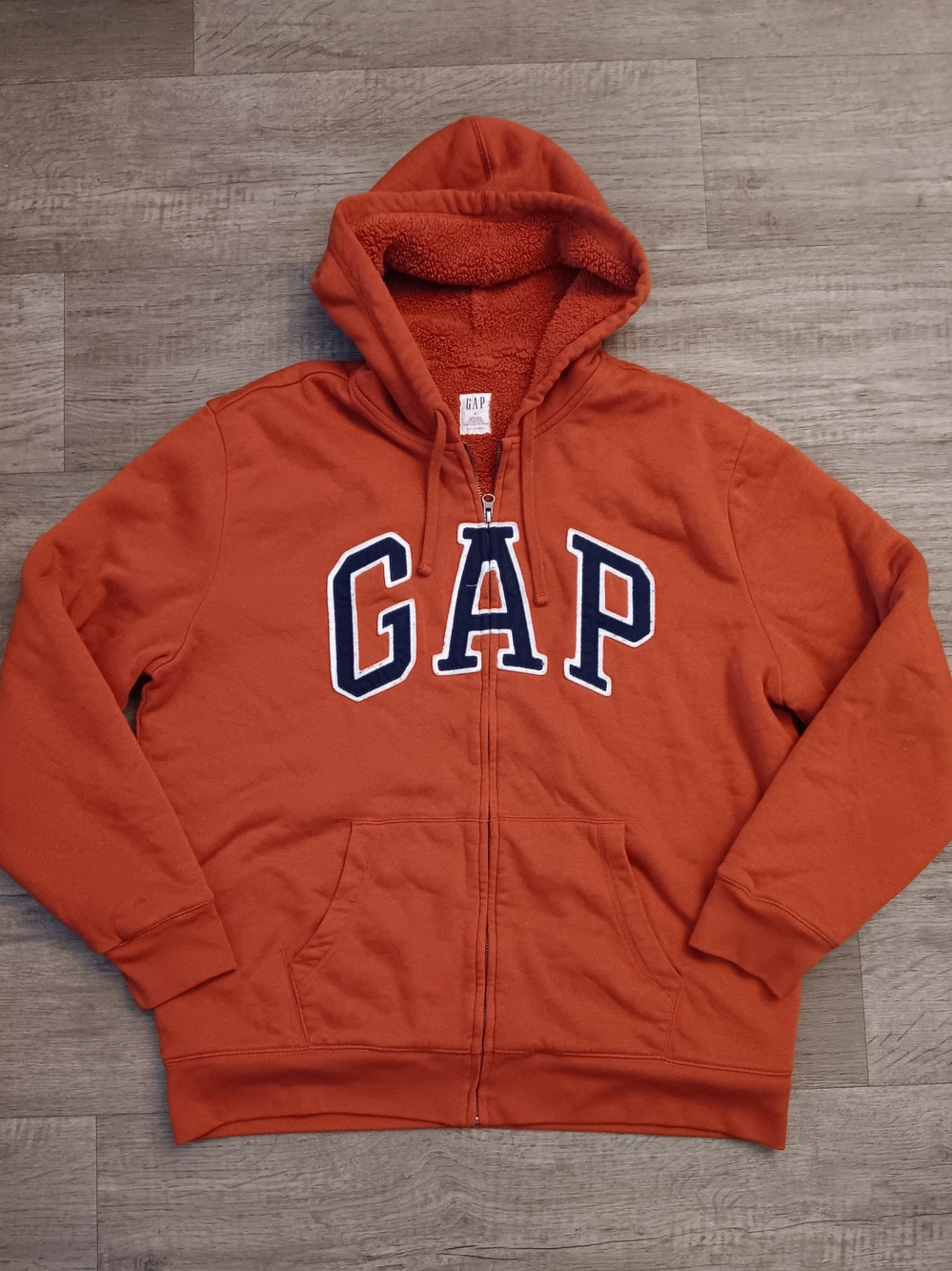 Vintage GAP Sherpa Lined Full Zip Hoodie Size XL